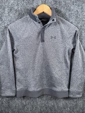 Under Armour Cold Gear Storm Pullover Fleece Sweater Gray 1/4 Snap Boys Medium