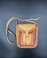 Handcrafted Genuine Leather Crossbody Bag w/ Adjustable Strap and Buckle Closure