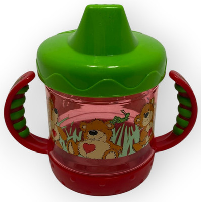   Vintage 1990s Gerber Little Suzy's Zoo Sippy Cup Red Green EUC - F3