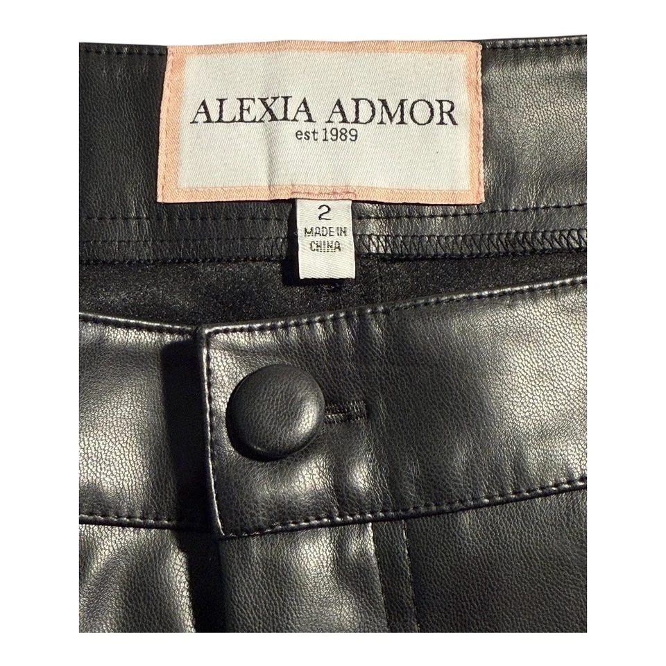 Alexia Admor Women's Black Vegan Faux Leather Dress Pants Size 2 Casual NWOT - Image 3 of 4