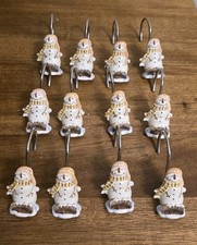 Shower Curtain Hooks, Holiday Bathroom Decor Set/12 Snowmen Snowman Excellent