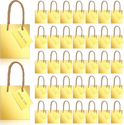 50 Pcs Mini  Bags Bulk, 4 x 2.75 x 4.5 Inch Paper Bags with  Tags, Extra Small