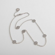 Tory Burch Delicate Miller Logo Necklace In Silver