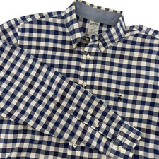 Brooks Brothers Regent Non-Iron Supima Cotton Gingham Shirt Blue White Mens L