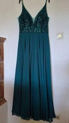 Langes ärmelloses Ballkleid Cocktailkleid Abendkleid Gr.42 smaragdgrün