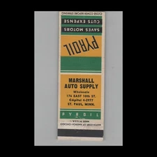 Matchbook Cover Pyroil Motor Oil Additive Marshall Auto Supply St Paul MN