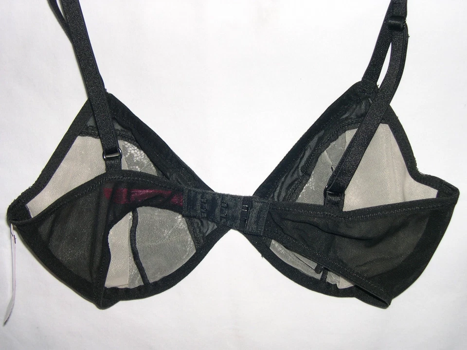 Sujetador Betsey Johnson #724801 negro sin forro encaje estrella con aros 32D - Nuevo con etiquetas Foto 3 de 3