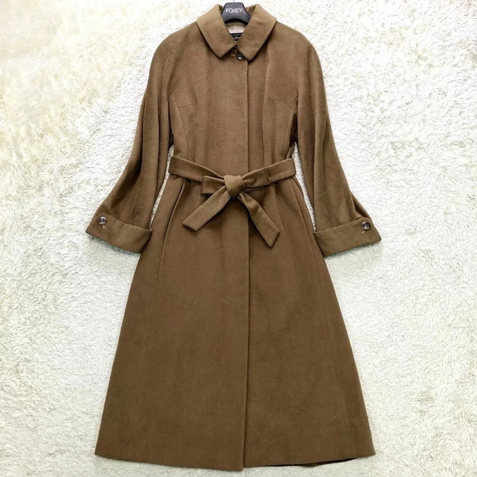 Abrigo Burberrys Vintage Balmacaan Mezcla Angora Cinturón Sombra Cuadros Marrón 40 Foto 2 de 4