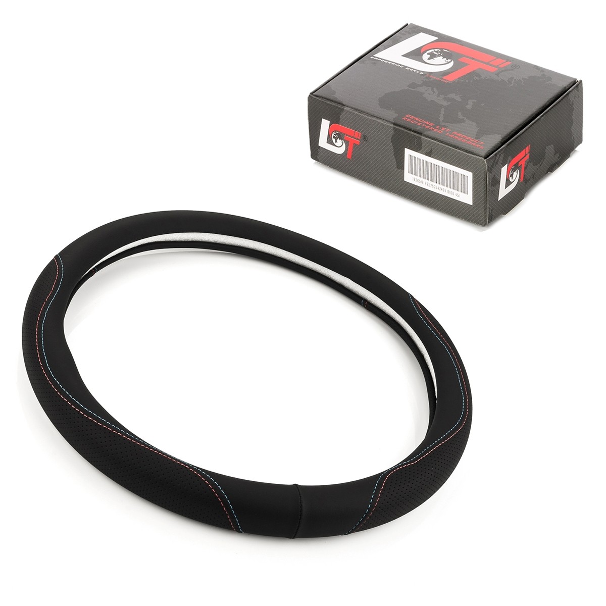 Steering Wheel Cover Ø 38 CM Black Red Blue Seam for Land