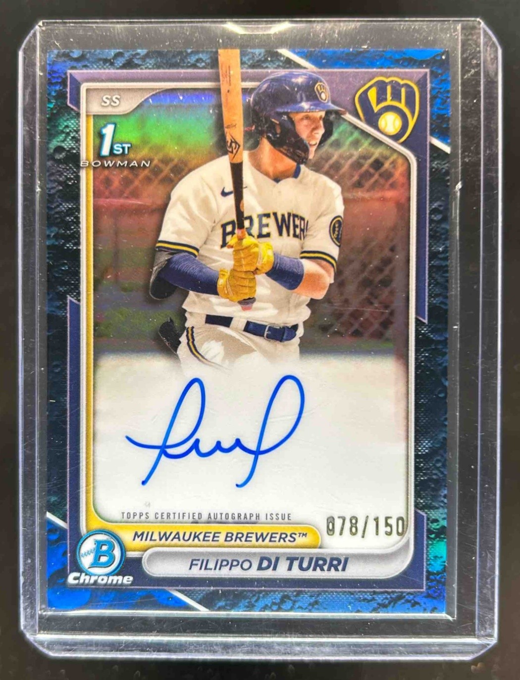2024 Bowman Filippo Di Turi Chrome Auto Blue Lunar Refractor 1st #/150