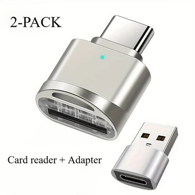 2-Pack USB C Card Reader with USB C to USB A Adapter for Smartphone Tablet