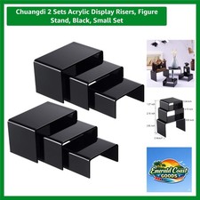 2 Sets Acrylic Display Risers, Figure Stand, Black, Small Set