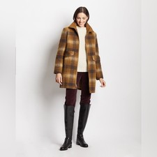 Pendleton Brown Wool Plaid Camden Topper Zip Front Coat XS