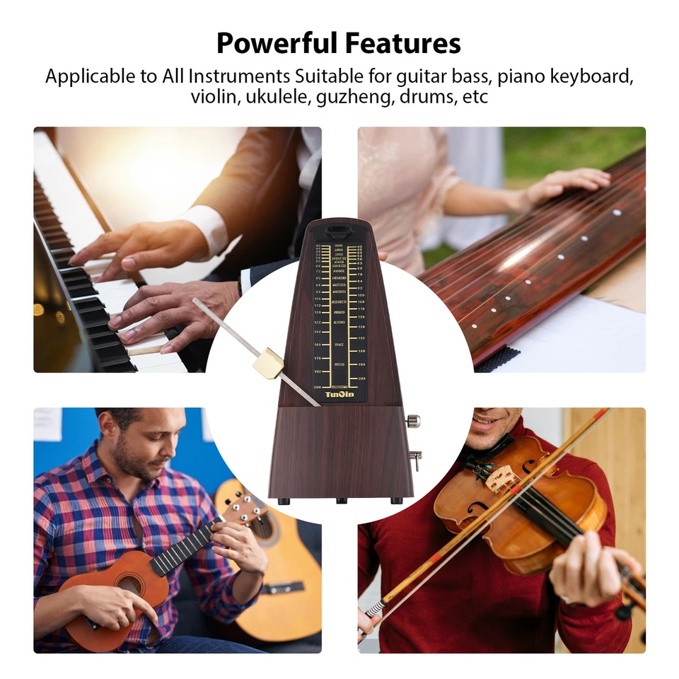 TUNYIN Mechanical Metronome Portable Metronome Adjustable Beat Speed Lightw  - Image 4 of 4