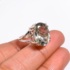 Oval Crystal Quartz Ring Sterling 925 Silver Statement Jewelry gift for her.