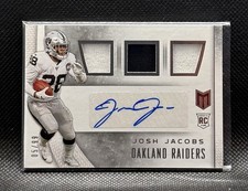 🔥JOSH JACOBS ~2020 Panini Momentum-2 Color ROOKIE Patch AUTO #5/99🔥