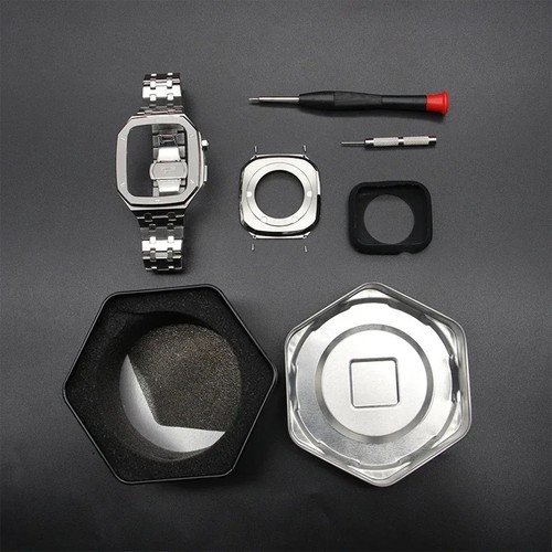 Metall Modifikationsset für Apple Watch 3-10 45 44mm Edelstahlarmband - Bild 4 von 45