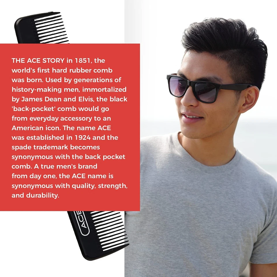 Расческа ACE Pocket Fine Tooth Hair Comb 4,5 дюйма черная идеально подходит для тонких средних волос - Изображение 2 из 4