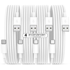 4-Pack USB-A to USB-C Cables 3FT/6FT CarPlay Fast Charge for iPhone 16/17/17 Pro