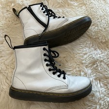 Doc Dr Martens Boots Kids Youth Size 1 White Zavala J Combat Zip Lace Up Docs