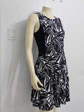 MICHAEL KORS women dress size 10 black & white floral sleeveless summery!