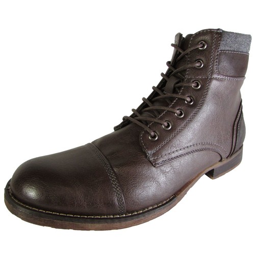 Steve Madden Mens Tegan Lace Up Cap Toe Ankle Boot Shoes, Brown, US 8.5