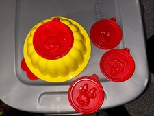 Vintage Tupperware Disney Mickey Jello Ice Mold Minnie Donald Daisy Red Yellow