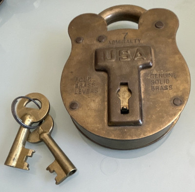 D.B.C. Lock Co. Ltd USA Admiralty Solid Brass Padlock w/ 2 Keys
