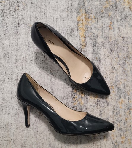 Cole Haan Women's Grand.os Signature Navy Patient Leather Heels Pumps Size 9.5 B - Picture 4 of 8