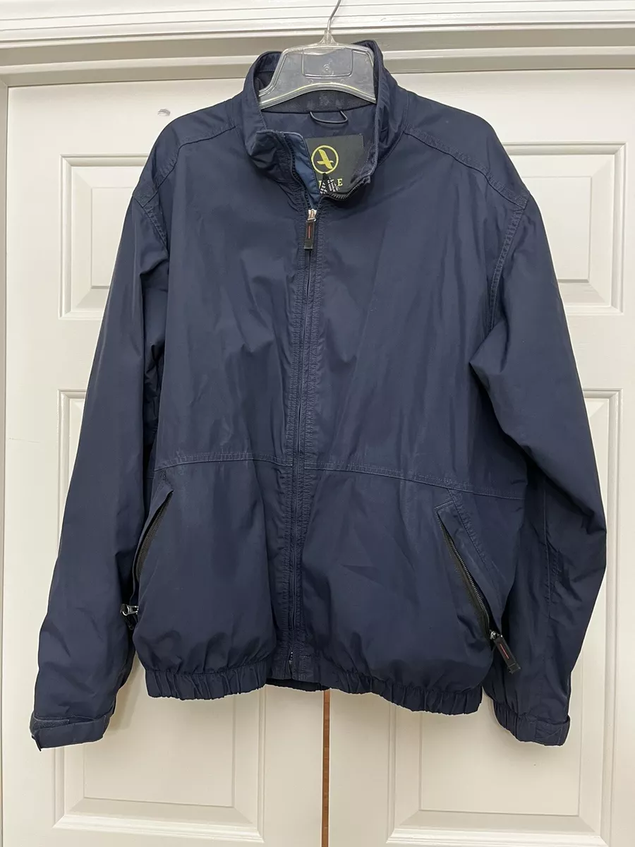 Aigle Mens XL Navy Blue Windbreaker Jacket - Zipper Front, Long Sleeve