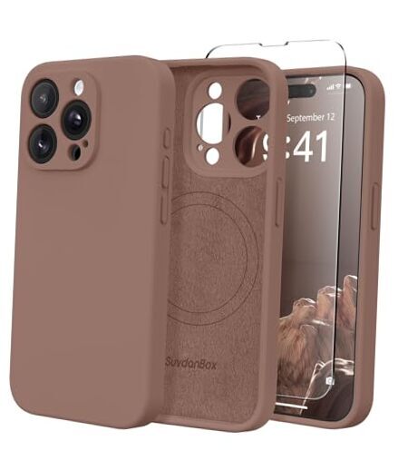 Funda Magnética para iPhone 14 Pro, Compatible con MagSafe, [Cámara Completa Marrón
