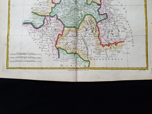 1787 BONNE rare map of FRANCE, BERRY, ORLEANOIS, TOURAINE, TOURS, LOIRET, INDRE - Picture 3 of 5