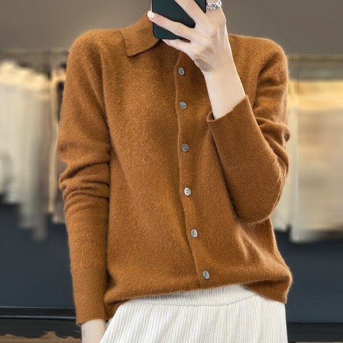 Womens  Autumn   Knitted Shirt   Long-sleeved Loose Sweater  Cashmere Cardigans - Afbeelding 1 van 32