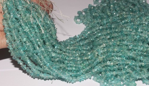 3to5.5 mm 34'' Natural Gemstone Sky Apatite Chips Uncut Beads Jewelry Making - Picture 3 of 5