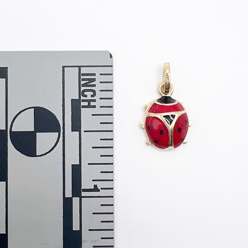 14k Gold Emaille Marienkäfer Charm Anhänger 0,9 Gramm 5/8" Signiert Aurae - Bild 10 von 10