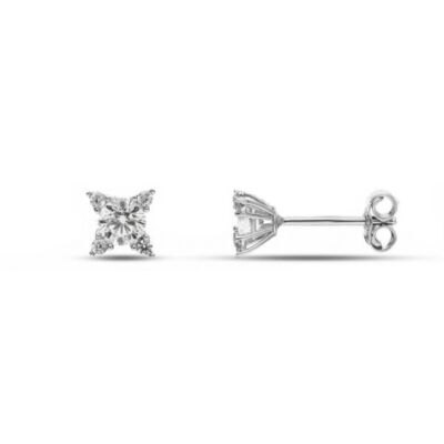 Ohrringe Punto Luce A 4 Griffe aus Weißgold 18k
