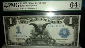 1899 $1 Black Eagle Silver Certificate Large Size Note US Currency PMG 64 EPQ **