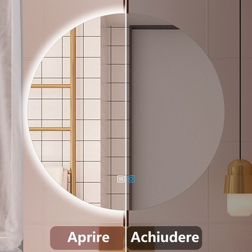 Specchio con LED, 3 Temperature di Colore, Disappannamento, Retroilluminato - Foto 4 di 7