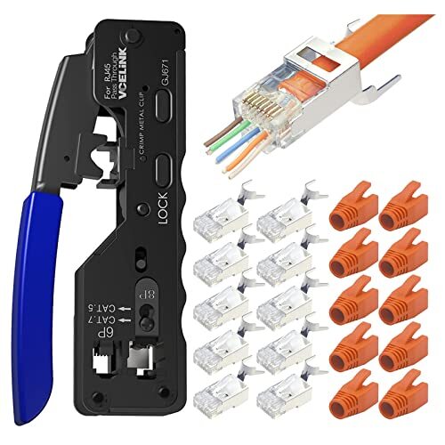 OPPWONG Pinza Crimpatrice RJ45, Pinza Passante Jack Ethernet per Cavo di Rete, Spelafili per Cavi Cat5, Cat5e, Cat6, RJ45, RJ11 e RJ12 OPPWONG Pinza Crimpatrice RJ45, Pinza Passante Jack Ethernet per Cavo di Rete, Spelafili per Cavi Cat5, Cat5e, Cat6, RJ45, RJ11 e RJ12
