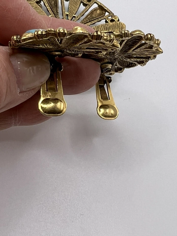 Vintage SELRO Selini Faux Turquoise  & Faux Pearls, CLOWNS Necklace/Earring Set Foto 4 de 4