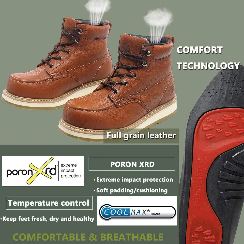 Botas de trabajo 6" para hombre sin usar, puntera suave/compuesta, punta de seguridad EH ancha Foto 4 de 4