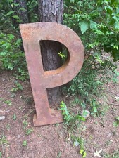 Letter " P  Rustic Metal 3-D Sign 37"tall x 20" Wall hang or Freestand