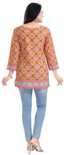 Polyester Yellow Kurtis for Women Ethnic Kurti Tunic Kurta Shirt Dress MID573 - Picture 2 of 7