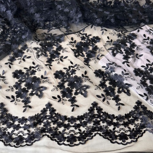 Flor Tela Encaje Festoneado Borde Bordado Lacetulle para Vestido, Trajes - Imagen 4 de 6