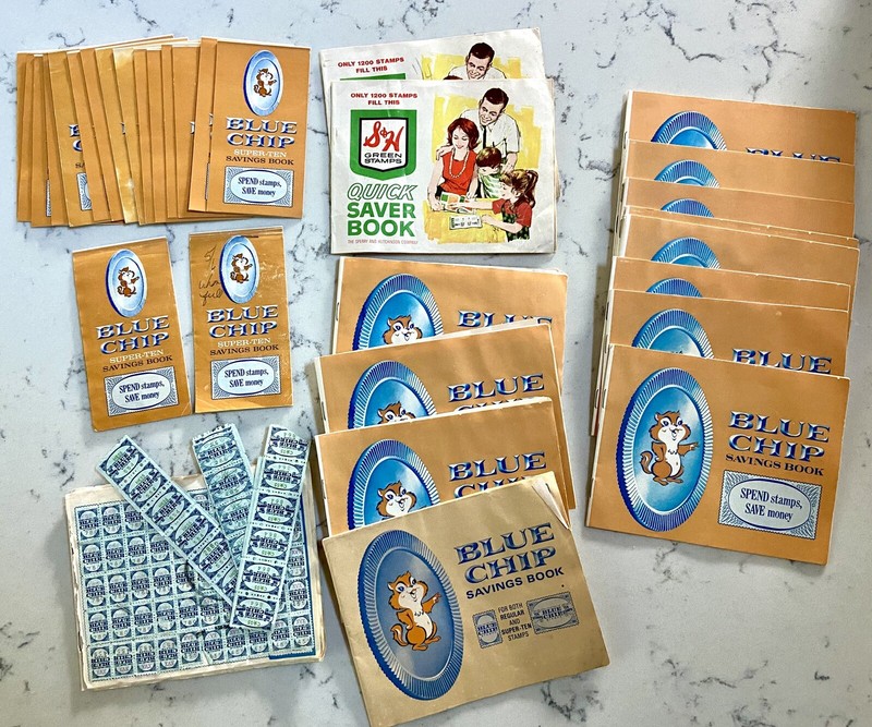 Lot Of Vintage Blue Chip Stamps and Savings Book Collection