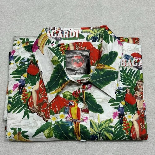 Bacardi Rum Floral Women's Cotton Short Sleeve Hawaiian Shirt Aloha Medium NWOT - Picture 11 of 11