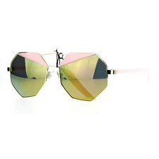 Octagon Shape Accent Top Sunglasses Womens Unique Fashion Eyewear