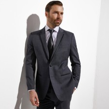 Middle Grey Wedding Tuxedo For Men Custom Made Slim Fit Gray Groom Tuxedo
