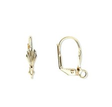 10 Gold Brass Scalloped Shell Hinged Leverback Earring Wires Earwires Findings