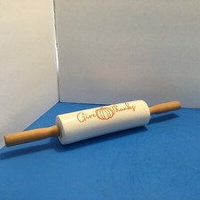 Give Thanks Ceramic Rolling Pin With Wooden Handles